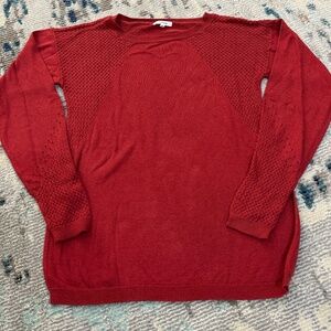 Long sleeve orange red color sweater ladies women sz small top lightweight shirt